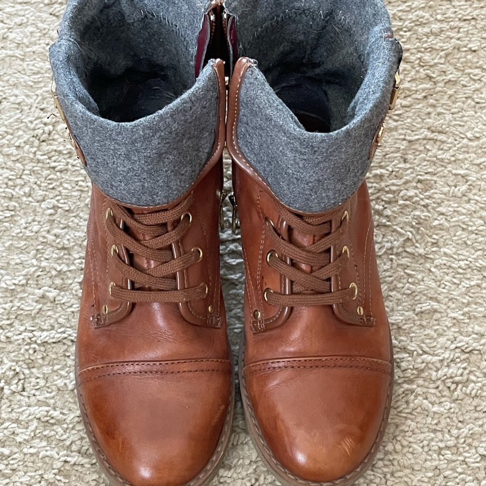 Cognac & gray wool Tommy Hilfiger boots size 7